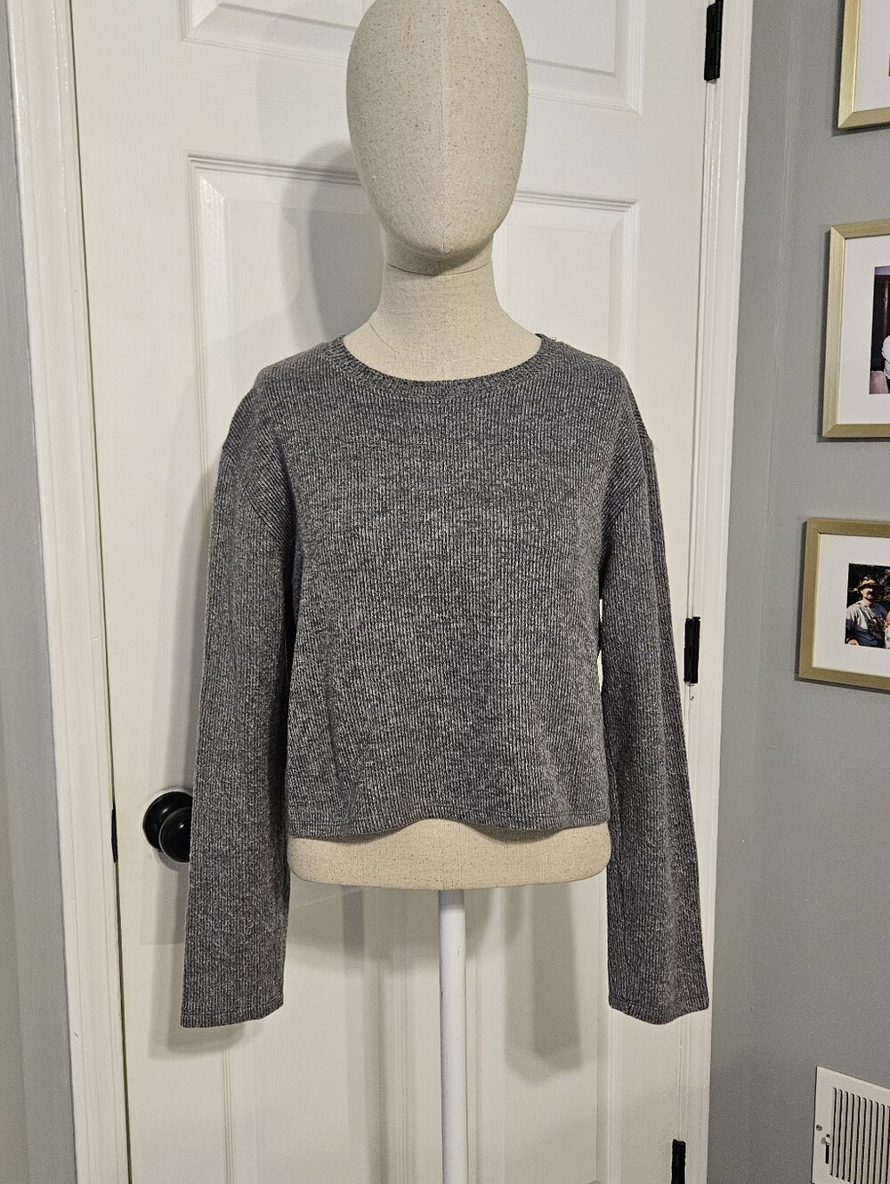 Zara Charcoal Ribbed Knit Top